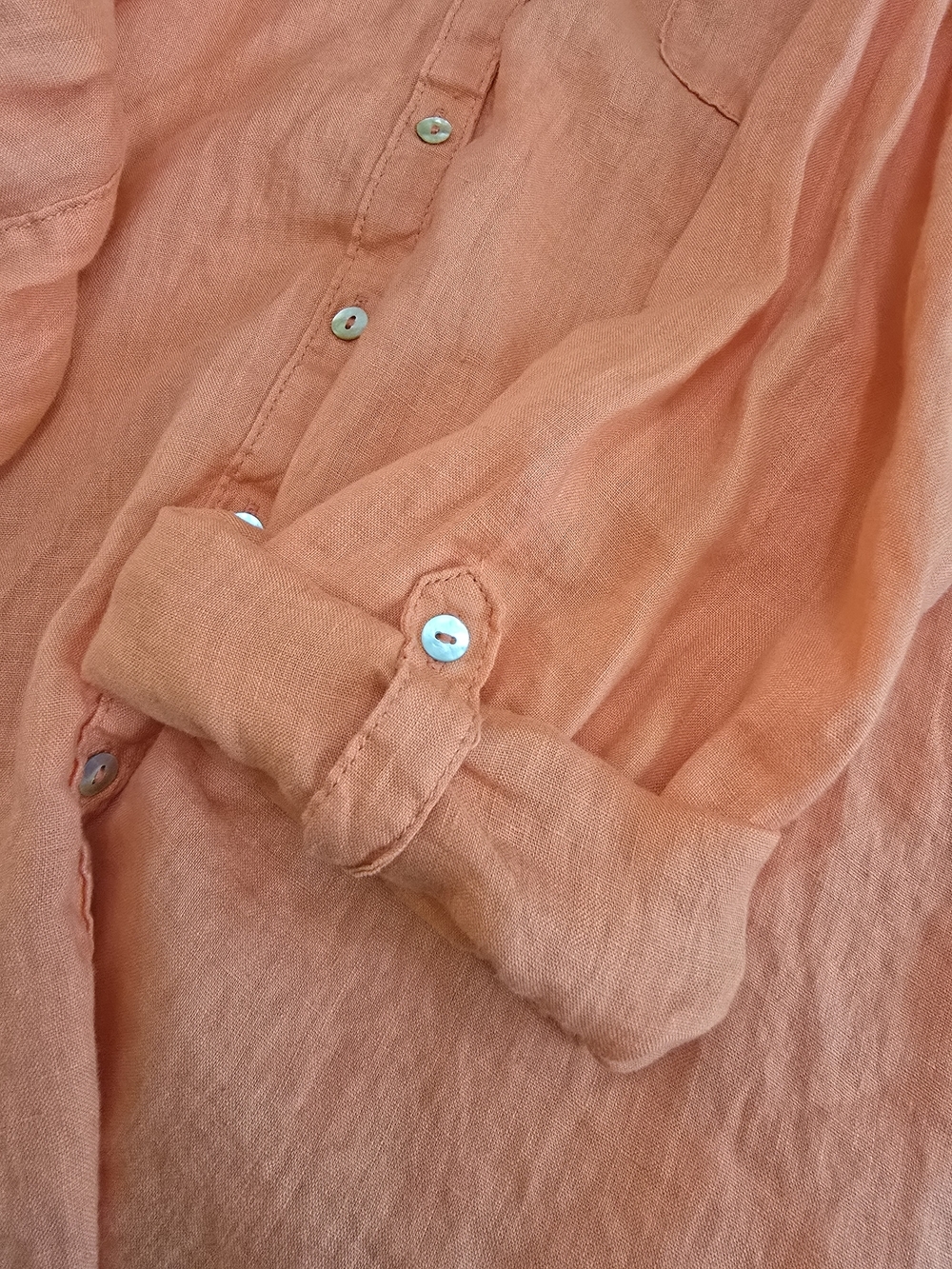 Sigrid Olsen Coral Button-Front Linen Shirt Women Size L - Picture 6 of 11
